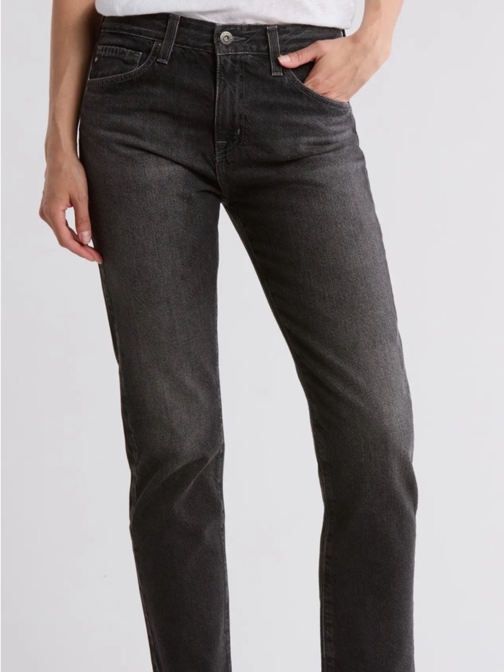 AG Adriano Goldschmied Straight Leg Jeans in Washed Black